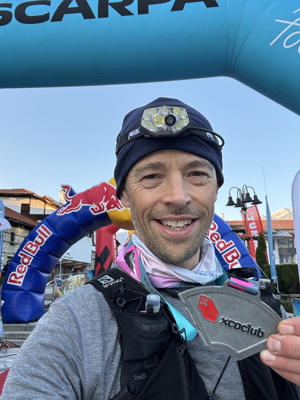 Owen at finish line of Pirin Ultra